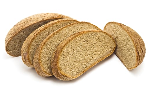 delicious chunks of fresh bread on a white background