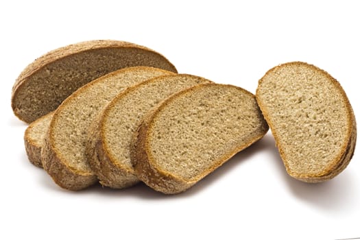 delicious chunks of fresh bread on a white background