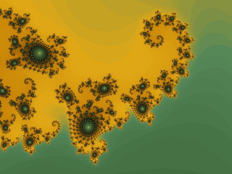 Digital computer graphic - rendering. Patterned fractal spiral for design.
