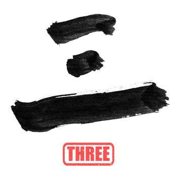 Chinese number word, three, in traditional ink calligraphy style.