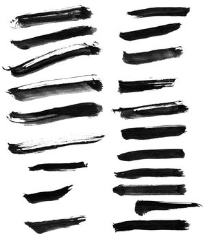 Collection of Chinese ink calligraphy brush, isolated on white.