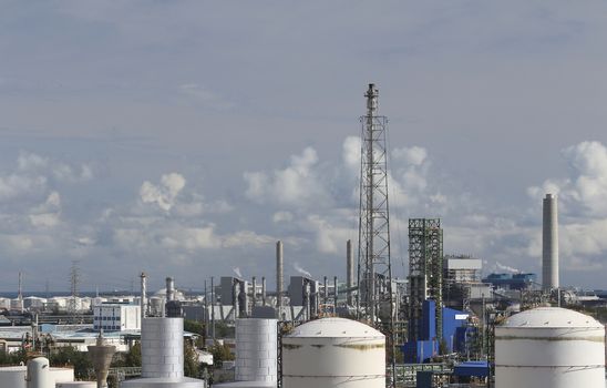 Oil and chemical area with cloud sky