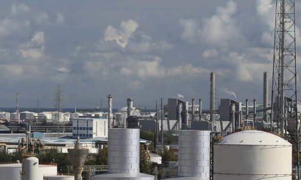 Oil and chemical area with cloud sky