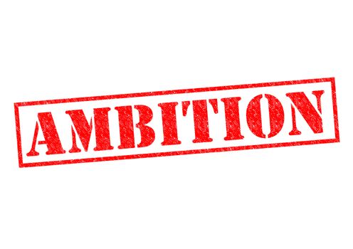 AMBITION red Rubber Stamp over a white background.