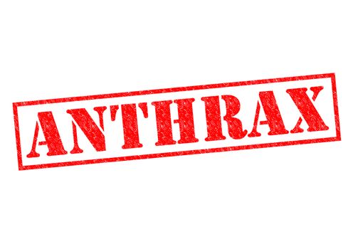 ANTHRAX red Rubber Stamp over a white background.
