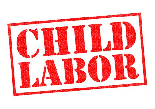 CHILD LABOR red Rubber Stamp over a white background.