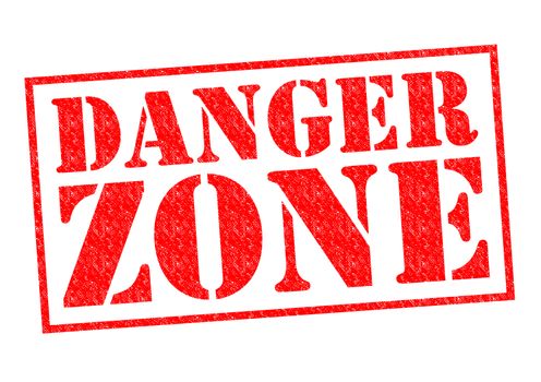 DANGER ZONE red Rubber Stamp over a white background.