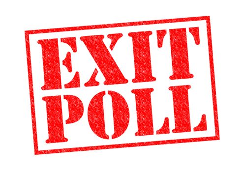 EXIT POLL red Rubber Stamp over a white background.