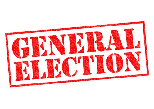 GENERAL ELECTION red Rubber Stamp over a white background.