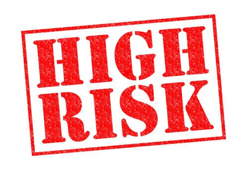 HIGH RISK red Rubber Stamp over a white background.