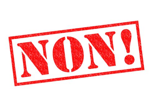 NON! red Rubber Stamp over a white background.