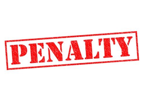 PENALTY red Rubber Stamp over a white background.