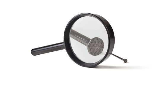 magnifier in a black casing increases the size of small eschey