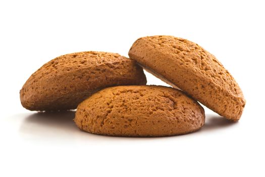 Sweet oatmeal cookies on a white background