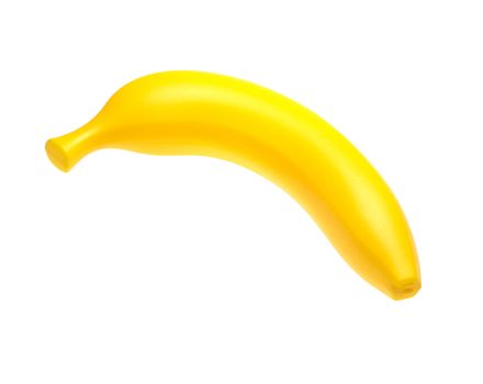 The yellow banana on white background , plastic toy 