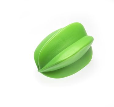 The Green star apple on white back ground , Plastic toy 