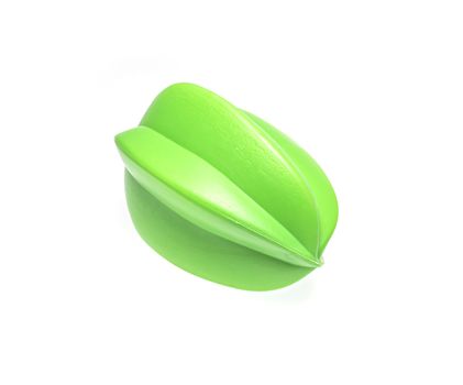 The Green star apple on white back ground , Plastic toy 