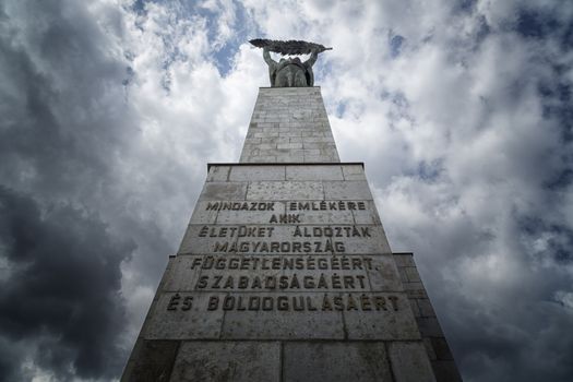 The  Freedom Statue on the gellert hill in Budapest in Hungary