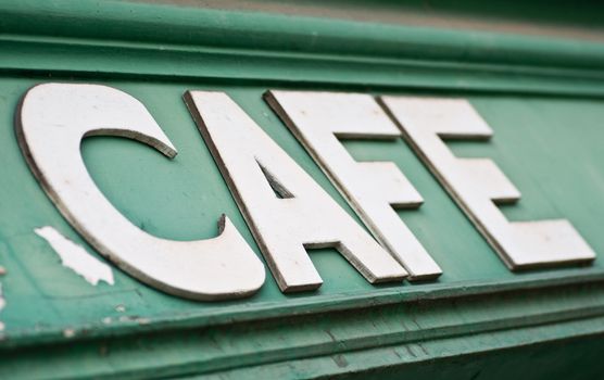 panel of french coffee facade closeup