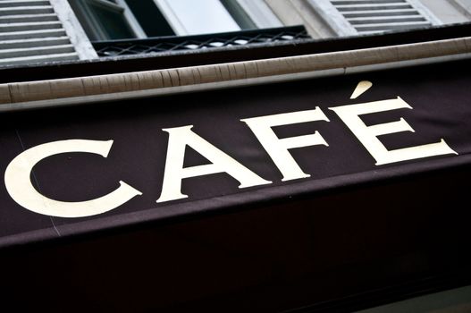 panel of french coffee facade closeup