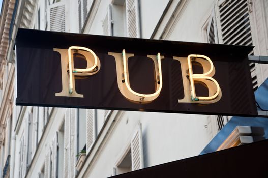 pub facade  and light sign