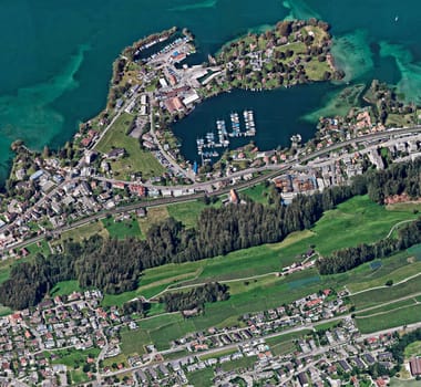 Pfaffikon Switzerland Lake Geneva aerial view