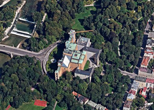 Maximilianeum building Munich Germany aerial view