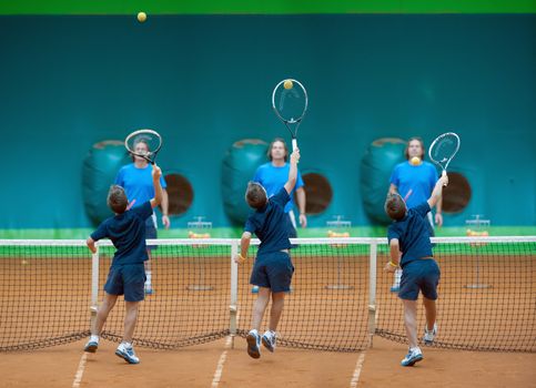 Children at school during a dribble of tennis