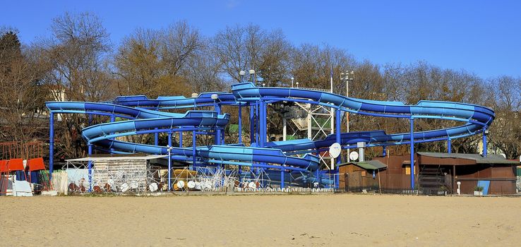 The blue waterslide in Varna is not in operation during the winter