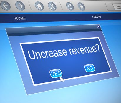 Illustration depicting a computer dialog box with a revenue concept.