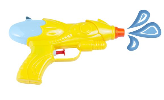 Image of a yellow waterpistol background isolated.
