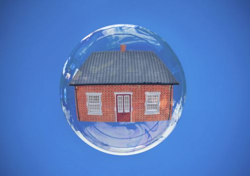 House inside a large soap bubble