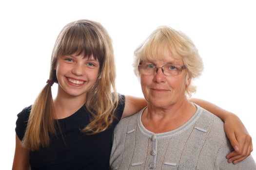 A young girl together with her grandmother