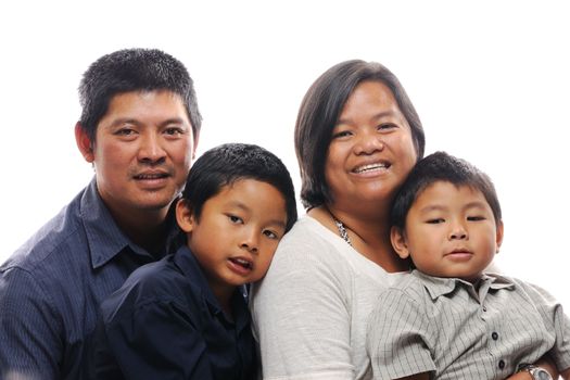 Asian family with two boys