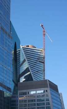 Office buildings under construction in Moscow business center