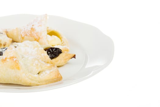 homemade pastry on plate isolated on white background