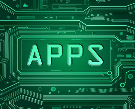 Abstract style illustration depicting printed circuit board components with an apps concept.