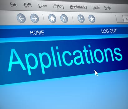 Illustration depicting a computer screen capture with an applications concept.