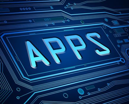 Abstract style illustration depicting printed circuit board components with an apps concept.