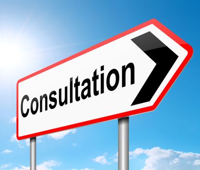 Illustration depicting a sign with a consultation concept.