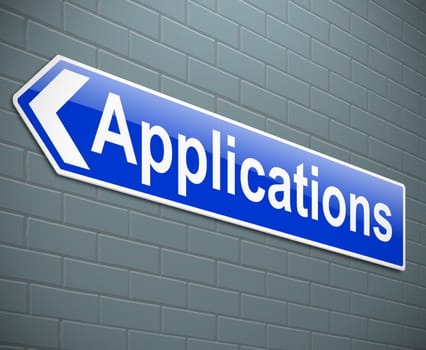 Illustration depicting a sign with an applications concept.