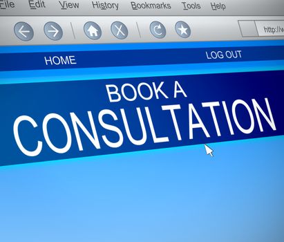 Illustration depicting a computer screen capture with a consultation concept.