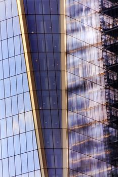 New World Trade Center Glass Building Abstract Skyscraper Blue Clouds Reflection New York City NY 