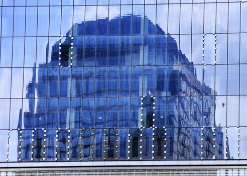 New World Trade Center Glass Building Abstract Skyscraper Blue Clouds Reflection New York City NY 