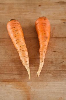 group of Carrots on wooden board