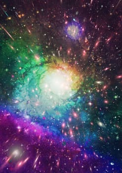 Stars and spiral galaxy in a free space