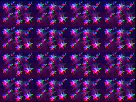 Digital computer graphic - decorative seamless ornament with a stars on a purple background.