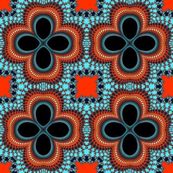 Digital computer graphic - seamless decorative ornament with fractal flowers for design.