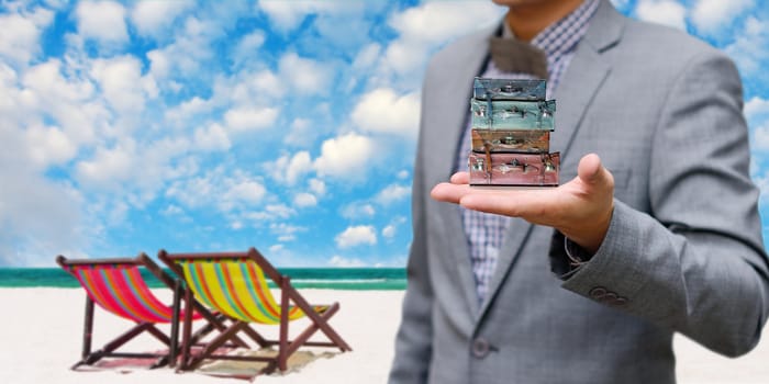 Businessman offer the summer trip, Vacation concept