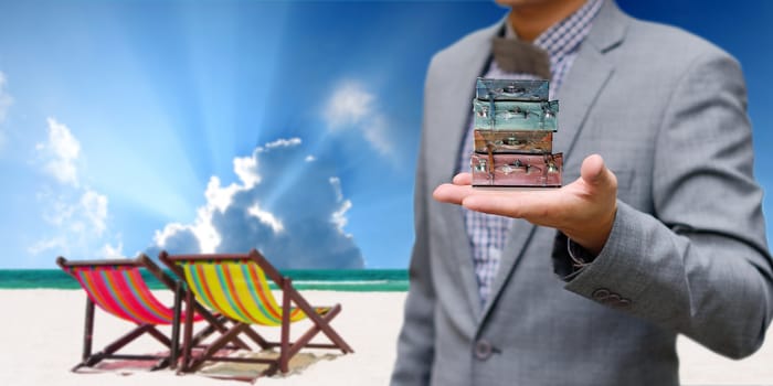 Businessman offer the summer trip, Vacation concept